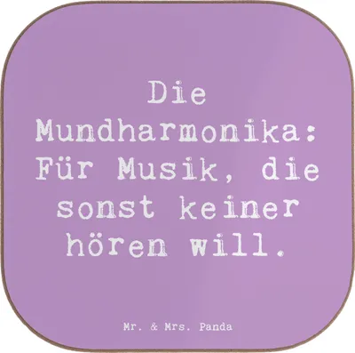 Produktbild von Mr. & Mrs. Panda Untersetzer Spruch Musik Mundharmonika - Lavendeltraum - Geschenk, gläseruntersetzer, Blues, Tasse, unterleger, Musikinstrument, Folklore, Blasinstrument
