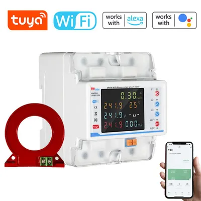 Produktbild von Tuya WiFi Smart Leistungsschalter, automatischer Wiedereinschaltschutz, 3P4W-Stromzähler, dreiphasig, mehrere Schutzfunktionen, Zeitplan, Strommes