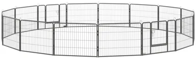 Image de Enclos pour chiots PawHut, 16 pans, 60 cm de haut, clôture d'extérieur pour chiots, enclos pour chiens