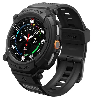 Obrázok produktu pre Spigen Rugged Armor Pro, Puzdro + remienok, Smartwatch, Čierna, Samsung, Watch 8 Classic (46mm), Termoplastický polyuretán (TPU)