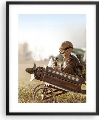 Produktbild von Gerahmtes Poster - Schwarzer Rahmen - Kindheit Flugzeug Spielzeug - 40x50 cm - Wand Bild - Wanddeko - Wandbilder - Kunstposter - Wandposter - Bilderrahmen - Bilder - Kunstdruck - P2BPA40x50-4469
