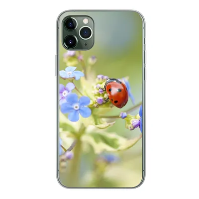 Produktbild von MuchoWow® Handyhülle Schutzhülle Hülle für iPhone 11 Pro Max Marienkäfer - Blume - Frühling Silikon Softcase Handy Hülle - Schutz