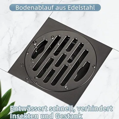 Immagine prodotto di Sgocciolatoio quadrato RVS con funzione anti-odore per bagno e cucina, 110 x 110 mm