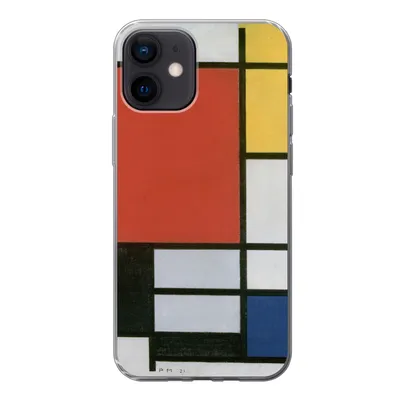 Produktbild von MuchoWow® Handyhülle Schutzhülle Hülle für iPhone 12 Komposition 2 in Rot Blau und Gelb - Piet Mondrian Silikon Softcase Handy Hülle - Schutzhülle
