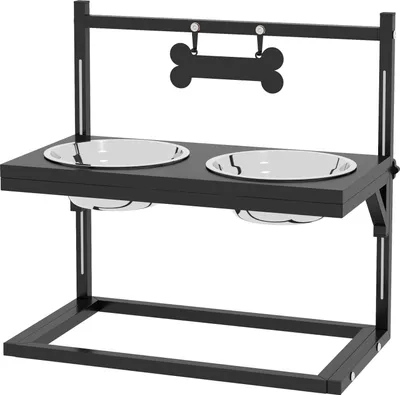 Produktbild von Futterstation Edelstahl Hundenapf Verstellbar Knochenförmig 0,9L