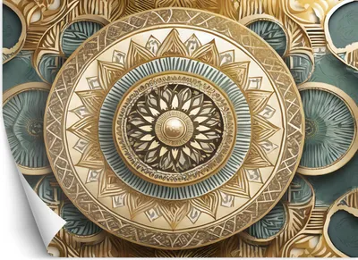 Produktbild von Vlies fototapete Mandala abstrakt 250x175 cm Feeby Gold inkl. Kleber einfache Montage