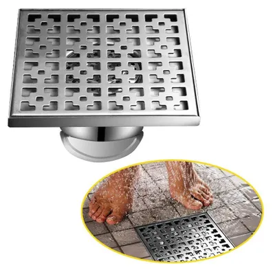 Obrázok produktu pre Štvorcový odtokový otvor do sprchy z nehrdzavejúcej ocele s ochranou proti zápachu, rozmer 15x15 cm