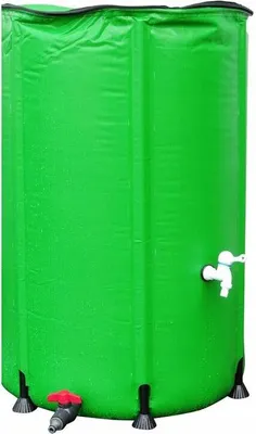Produktbild von Regentonne grün 750 Liter ⌀ 100x98 cm auslaufsicher UV-beständig zusammenklappbar