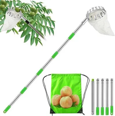 Produktbild von Frischpflücker, Apfelpflücker, 2,2 m Erweiterbar, Fruchtfänger, Leicht zu montierend, Kirschenpflücker mit leichtem, rostfreien Stahlrohr und Baumwolltasche, Durchmesser 16 cm, Kirschpflückgerät.