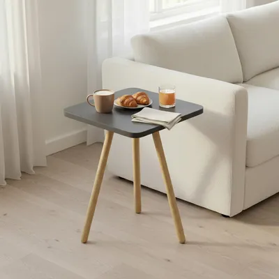 Produktbild von Carenza Home Beistelltisch Anthrazit 34x45 cm Holzbeine Sofatisch Couchtisch Nachttisch Skandinavisch