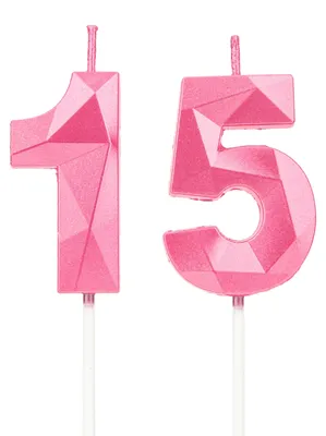 Productafbeelding van Roze verjaardagscandles met nummer 15 voor taartdecoratie