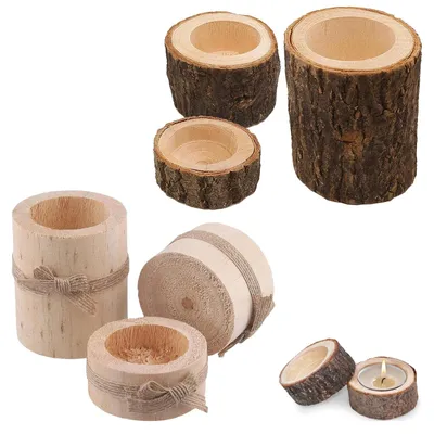 Immagine prodotto di Set di 6 portacandele in legno per decorazione