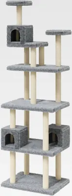 Produktbild von Kratzbaum mit Sisal-Kratzsäulen Hellgrau 188 cm Katzenmöbel für kleine und große Katzen