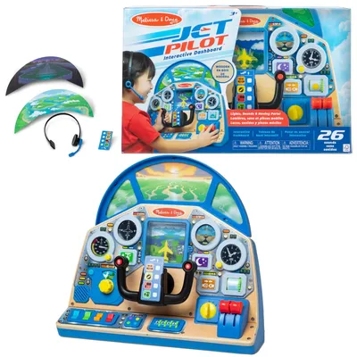 Zdjęcie produktu dla Interaktywny panel nawigacyjny "Pilot odrzutowca", drewniana deska rozdzielcza, Melissa & Doug