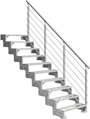 Produktbild von Aussentreppe Pertura Tallis mit Geländer 10 Steigungen Einlegestufen 100 cm Metall