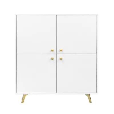 Produktbild von Masseno Kommode GALIO 100 cm Sideboard mit  Schubladen und 4 Türen für Wohnzimmer Schlafzimmer Modern 100x41x112 cm Weiß
