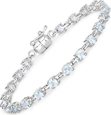 Zdjęcie produktu dla Bransoletka Vira Jewels z rodowanego srebra próby 925 z okrągłym niebieskim topazem