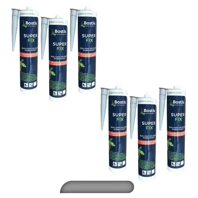 Produktbild von 6x BOSTIK SUPERFIX Montagekleber Klebstoff Dichtmasse Kartusche 290 ML grau