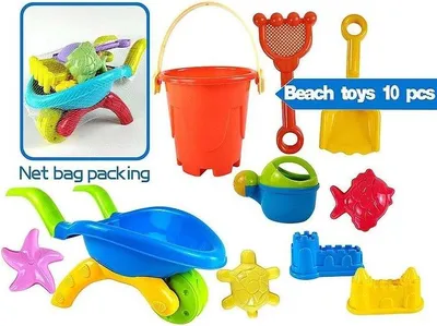 Image de Ensemble de jeux de sable avec brouette, 10 pièces - ADAR