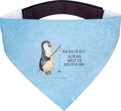 Produktbild von Mr. & Mrs. Panda Halstuch Pinguin Angler - Eisblau - Geschenk, Hund, Fischer, Hundehalstuch, Für Hunde, Urlaub, Angeln, Motiviert, Planer, Hundetuch