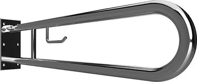 Produktbild von BELP Stützklappgriff in U-Form mit Toilettenpapierhalter Edelstahl poliert 100x250x916 mm, 120 kg Traglast für Bad & WC >> zum Bohren