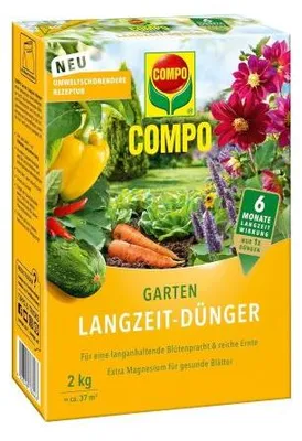 Produktbild von COMPO Garten Langzeit-Dünger für Gartenpflanzen, 6 Monate Langzeitwirkung, 2 kg, 37 m², 26050