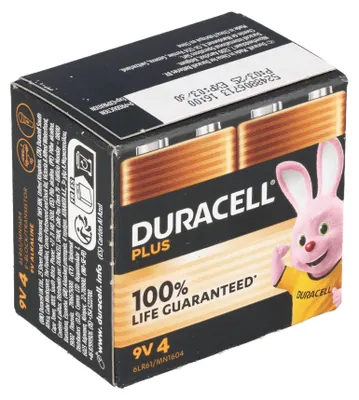 Produktbild von Duracell Plus Power, Einwegbatterie, 9V, Alkali, 9 V, 4 Stück(e), Schwarz, Kupfer