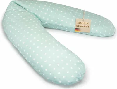 Produktbild von pic Bear Stillkissen XL 170 cm - Schwangerschaftskissen 100% Baumwolle mit EPS Dessin: Sterne celadon-grün