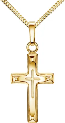 Produktbild von 750 Goldkreuz Kreuz-Anhänger Goldkreuz Jesus Christus Kettenanhänger 750 Gold 18 Karat Mit Kette 50 cm
