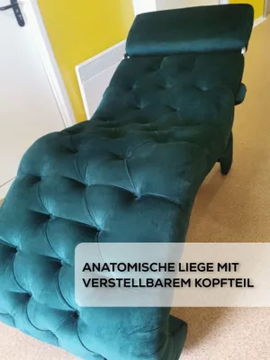 Produktbild von Handgefertigte Sessel - Relaxliege mit verstellbarem Kopfteil, 175x70x65, Velvet Ergonomisch Chaiselongue (Sofa, Liege), Holzrahmen, smaragd grün