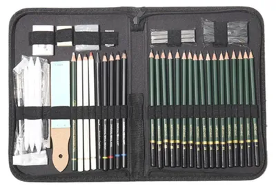 Produktbild von 42-teiliges Skizzenset, professionelles Zeichenzubeh?r, farbige Graphit- und Kohlestifte fš¹r Kš¹nstler, Erwachsene, Jugendliche, Lernmaterialien