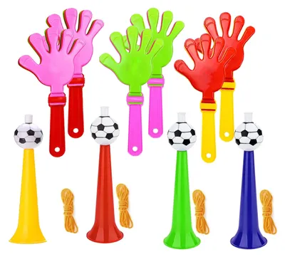 Image de Lot de 4 vuvuzelas et 6 clappeurs pour les fans de football