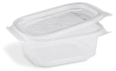 Zdjęcie produktu dla 50 sztuk pojemników na żywność z przezroczystą pokrywką Ripboxx Tiny, wykonanych z przezroczystego polipropylenu (PP), o wymiarach 127x108x44 mm, pojemność 250 ml