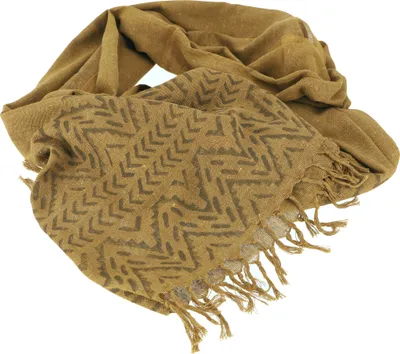 Produktbild von Handgewebtes Baumwolltuch mit Tribalmuster, Blockdruck Webschall - Massala, Uni, Braun, Baumwolle, 150*100 cm, Schals