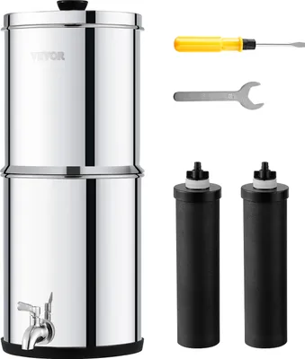 Produktbild von VEVOR Schwerkraft Wasserfiltersystem Edelstahl Arbeitsplattensystem 4,4 + 5,5 L Wasserfiltrationssystem, reduziert Blei und bis zu 99 % Chlor