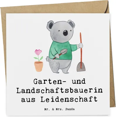 Produktbild von Mr. & Mrs. Panda Klappkarte Garten- und Landschaftsbauerin Leidenschaft - Weiß - Geschenk, Spruch, Grußkarte, Gartenbau, Gärtnerei, doppelkarte, faltkarte, anlasskarte