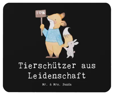 Produktbild von Mr. & Mrs. Panda Mauspad Tierschützer Leidenschaft - Schwarz - Geschenk, computer, Mousepad, laptop, Mouse Pad, pc