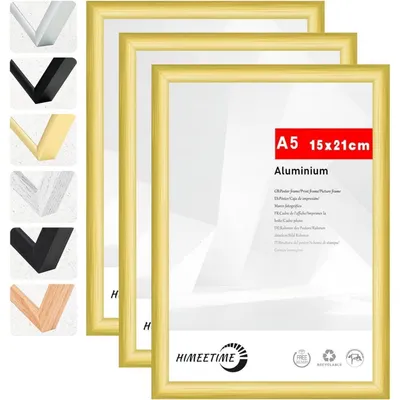 Productafbeelding van Fotoframe DIN A5, 14,8x21 cm, goudkleurig, metaal, set van 3