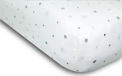 Image de MUSLIN DESIGN Drap-housse 60x120x10 Blanc avec étoiles
