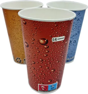Produktbild von 50 Hartpapierbecher Trinkbecher 400 ml Ø 90 x 135 mm Aventura mit Einstrich