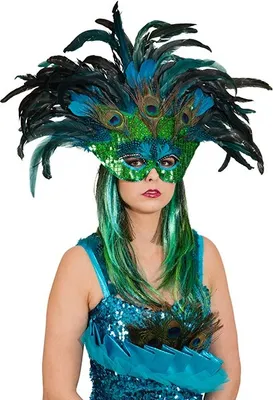 Produktbild von Wunderschöne Pfauen-Federmaske für Damen Karneval in Venedig ca. 40 x 60 cm