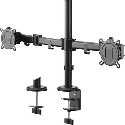 Image de Support Moniteur Double Bras, VESA 100, 13-32 Pouces, 8 kg Max, Hauteur Réglable, Noir