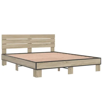 Produktbild von Bettgestell Sonoma-Eiche 150x200 cm Holzwerkstoff und Metall