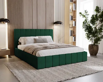 Zdjęcie produktu dla BESILIO Młodzieżowe łóżko slim 120x200 Lexy - stelaż metalowy, pojemnik na pościel, slim łóżko - Zieleń