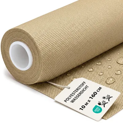 Produktbild von Polyesterstoff wasserdicht Stoff Meterware 10 M m x 160 cm - markisenstoff markisenstoffe canvas und polsterstoff möbelstoff futterstoff segeltuch und vorhangstoff Beige