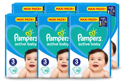 Imagen del producto de 6 pañales Pampers Active Baby, talla 3, para bebés de 6 a 10 kg - Paquete económico - 6 unidades