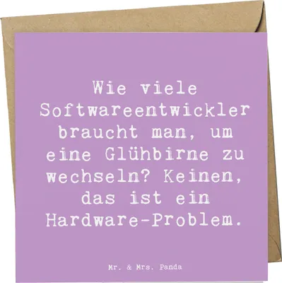 Produktbild von Mr. & Mrs. Panda Deluxe Karte Spruch Softwareentwickler Glühbirne - Lavendeltraum - Geschenk, Beruf, doppelkarte, Klappkarte, faltkarte, personalisierte Geschenke