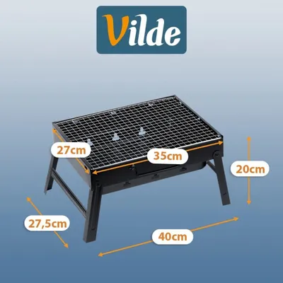 Image de Barbecue portable au charbon de bois, valise pliable 40 x 27,5 x 20 cm
