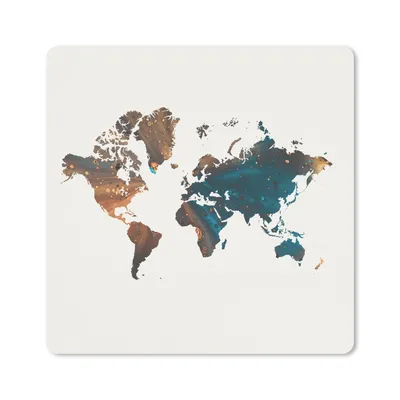 Produktbild von MuchoWow® Mauspad Mousepad Weltkarte - Blau - Orange 20x20 cm - Mousepads - Maus Mat - Pad - Mausunterlage - Desk Mat - Bureauartikeln