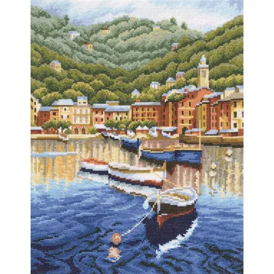 Produktbild von RTO Kreuzstich Set "Hafen vor Sonnenuntergang" M400, Zählmuster, 23x30 cm
